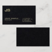 Modern Professional Monogram Premium Deep Black Visitekaartje (Voorkant / Achterkant)