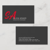 Modern Professional Monogrammed Plain Red Gray Visitekaartje (Voorkant / Achterkant)