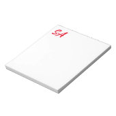 Modern Professional Monogrammed Plain Red Notitieblok (Linkerzijde)