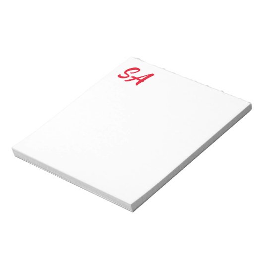 Modern Professional Monogrammed Plain Red Notitieblok (Linkerzijde)