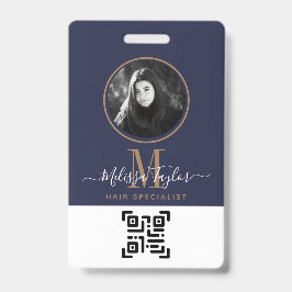 Modern Professional Navy Blue Gold Handtekening Badge