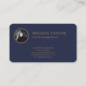 Modern Professional Navy Blue Gold Handtekening Visitekaartje (Achterkant)