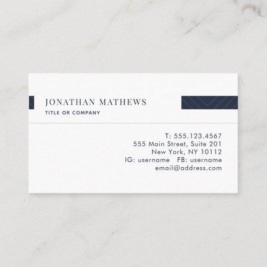 Modern Professional Navy Blue Gray Geometry Visitekaartje (Achterkant)