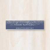 Modern Professional Navy Blue Silver Glitter Deurbordje (Voorkant)