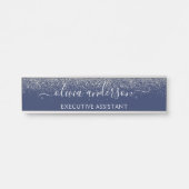 Modern Professional Navy Blue Silver Glitter Deurbordje (Voorkant)