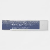 Modern Professional Navy Blue Silver Glitter Deurbordje (Voorkant)