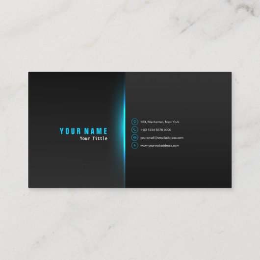Modern Professional Neon Light Blue Visitekaartje (Achterkant)
