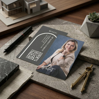 Modern Professional Photo | Minimalist Arch QR Cod Visitekaartje