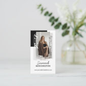 Modern Professional Photo Monogram & Logo QR Code Visitekaartje (Staand voorkant)