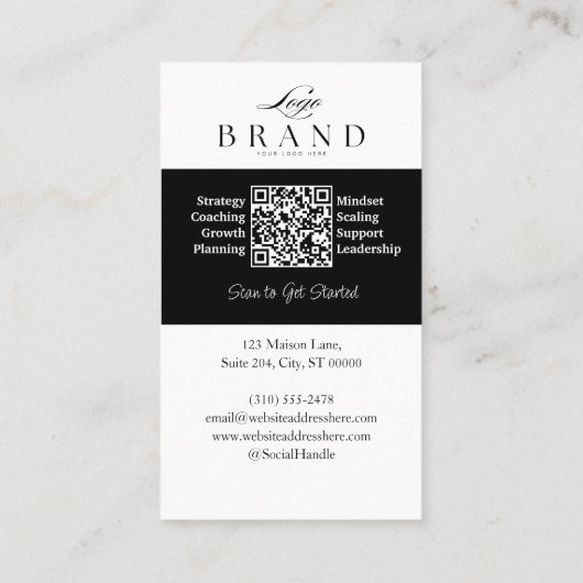 Modern Professional Photo Monogram & Logo QR Code Visitekaartje (Achterkant)