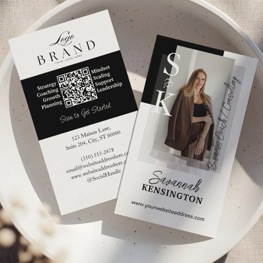 Modern Professional Photo Monogram & Logo QR Code Visitekaartje