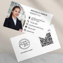 Modern Professional Photo QR Code Social Media Visitekaartje