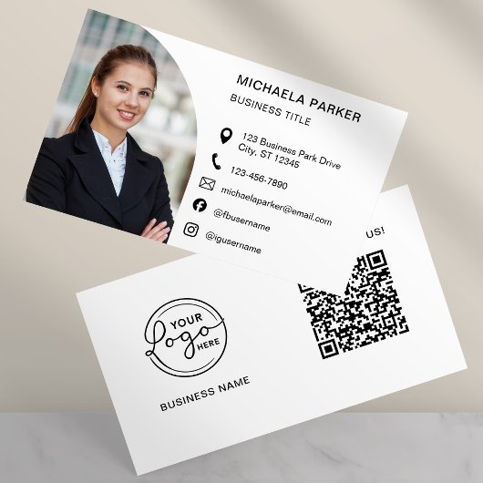 Modern Professional Photo QR Code Social Media Visitekaartje