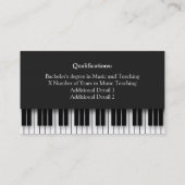 Modern Professional Piano Teacher Foto Visitekaartje (Achterkant)