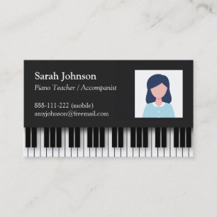 Modern Professional Piano Teacher Foto Visitekaartje