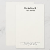 Modern Professional Plain Black & White Classical Briefpapier (Voorkant / Achterkant)