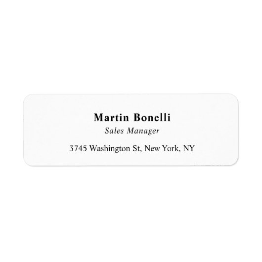 Modern Professional Plain Black & White Classical Etiket (Voorkant)