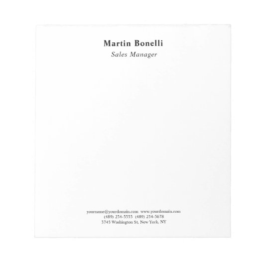 Modern Professional Plain Black & White Classical Notitieblok (Voorkant)