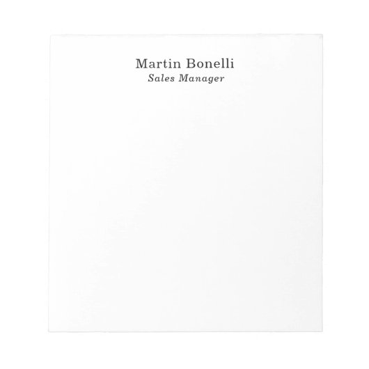 Modern Professional Plain Black & White Classical Notitieblok (Voorkant)