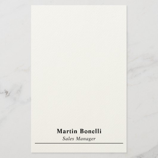 Modern Professional Plain Black & White Name Title Briefpapier (Voorkant)