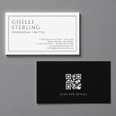 Modern Professional QR Code Minimalist Black White Visitekaartje