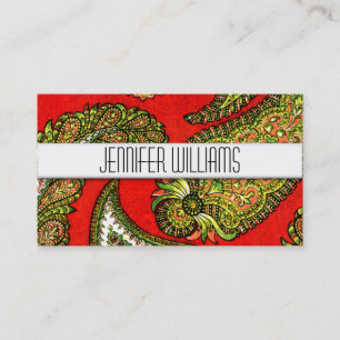 Modern Professional Red Paisley-Visitekaartjes Visitekaartje
