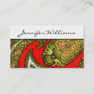 Modern Professional Red Paisley-Visitekaartjes Visitekaartje