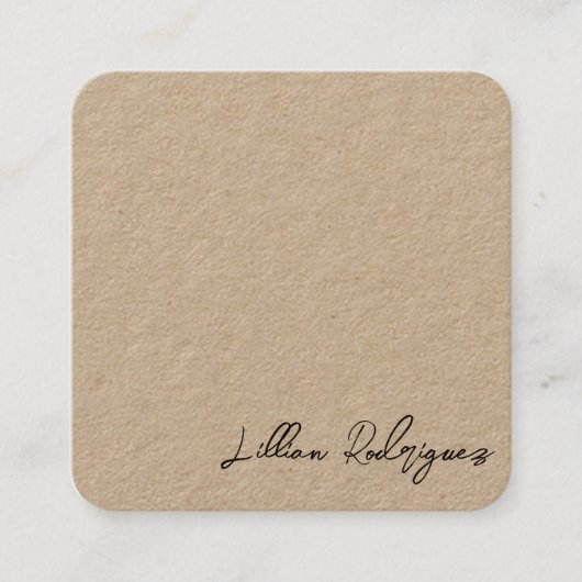 Modern Professional Rustic Kraft Black Handtekenin Vierkante Visitekaartje (Voorkant)