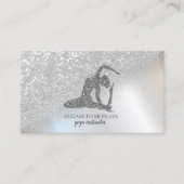 Modern Professional Silver Bokeh Glitter Yoga Girl Visitekaartje (Voorkant)