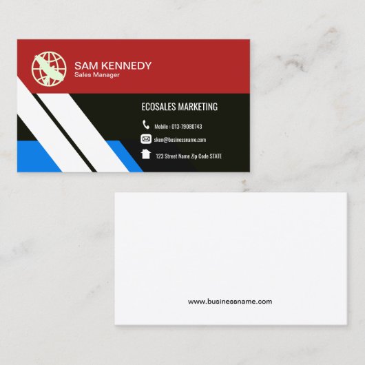 Modern Professional Simple Marketing Manager Visitekaartje (Voorkant / Achterkant)