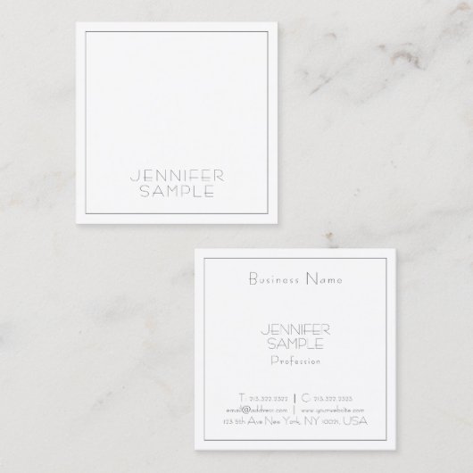 Modern Professional Square Elegant Luxury Plain Vierkante Visitekaartje (Voorkant / Achterkant)