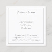 Modern Professional Square Elegant Luxury Plain Vierkante Visitekaartje (Achterkant)