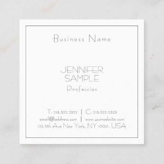 Modern Professional Square Elegant Luxury Plain Vierkante Visitekaartje (Achterkant)