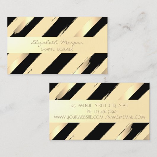 Modern Professional stijlvol, Stripes, Faux Gold Visitekaartje (Voorkant / Achterkant)