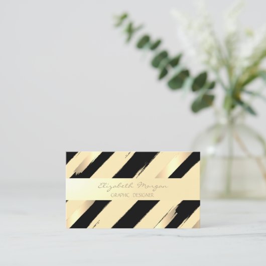 Modern Professional stijlvol, Stripes, Faux Gold Visitekaartje (Staand voorkant)