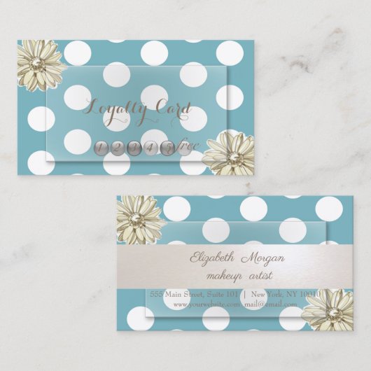 Modern Professional, Stippen, Floral Loyalty Kaart (Voorkant / Achterkant)