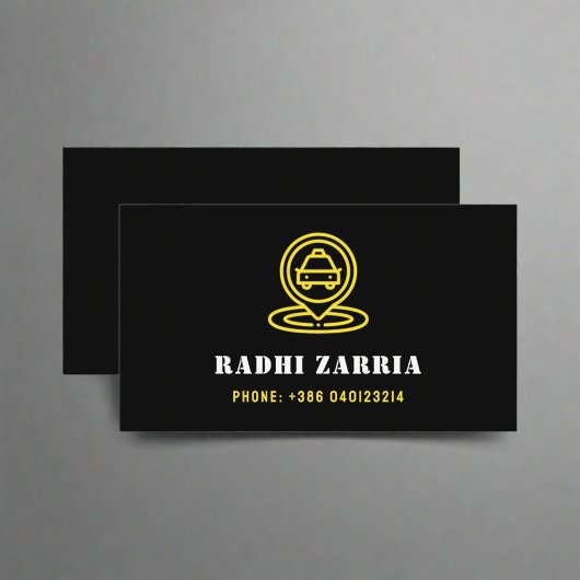 Modern Professional Taxi Driver Black & Yellow Visitekaartje