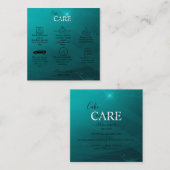 Modern Professional Turquoise Cake Care Vierkante Visitekaartje (Voorkant / Achterkant)