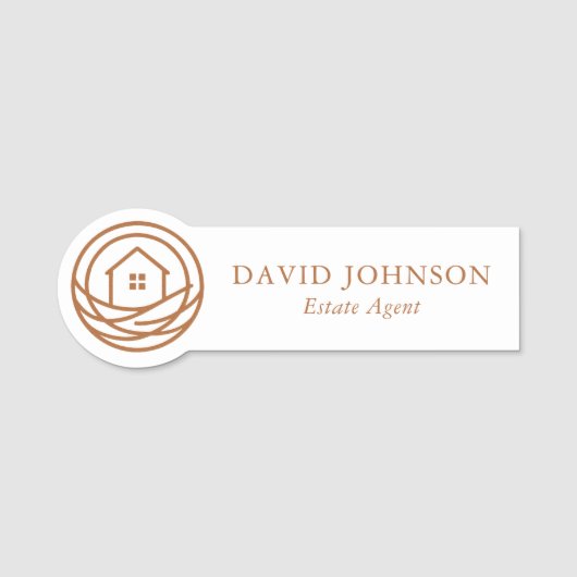 Modern Professional Warm Real Estate Agent Naamplaatje (Voorkant)