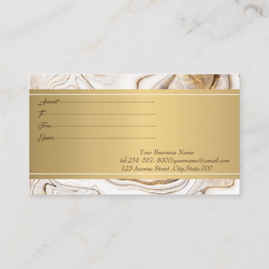 Modern, Professional White Marble Gold Kortingskaartje (Achterkant)