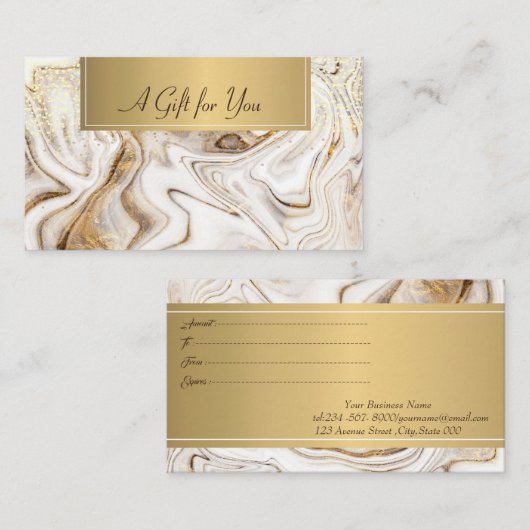 Modern, Professional White Marble Gold Kortingskaartje (Voorkant / Achterkant)