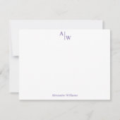 Modern Professioneel 2 Monogram Chic Violet Paarse Notitiekaartje (Voorkant)