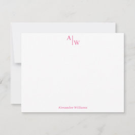 Modern Professioneel 2 Monogram Girly Hot Pink Notitiekaartje