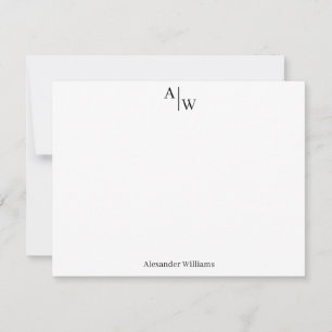 Modern Professioneel 2 Monogram Initiaal Basis Zwa Notitiekaartje