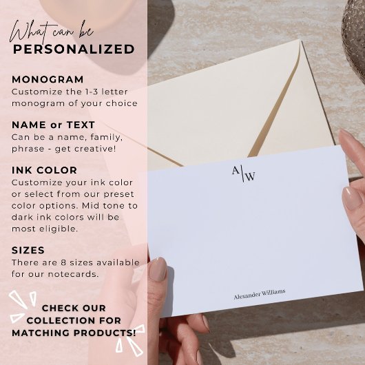 Modern Professioneel 2 Monogram Initiaal Basis Zwa Notitiekaartje