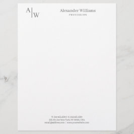 Modern Professioneel 2 Monogram Minimalistisch Gri Briefhoofd