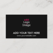 Modern professioneel, aangepast merk zwart informatiekaartje (Voorkant)