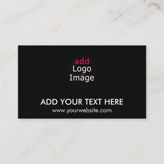 Modern professioneel, aangepast merk zwart informatiekaartje (Voorkant)