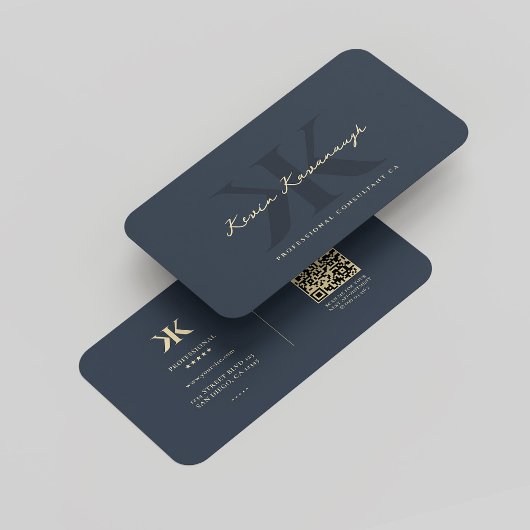 Modern Professioneel Bedrijf Logo Monogram K Blue Visitekaartje