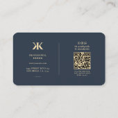 Modern Professioneel Bedrijf Logo Monogram K Blue Visitekaartje (Achterkant)